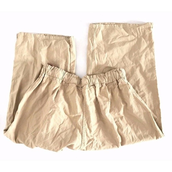 Gauzey | Wide Leg Capris Womens Size M Brown Cotton Drawstring Waist - Picture 4 of 10